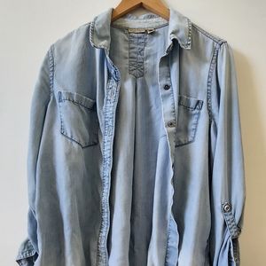 Anthropologie brand Holding Horses - size M ombre denim button up